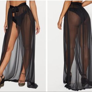 Black Mesh Maxi Skirt- Beach Coverup